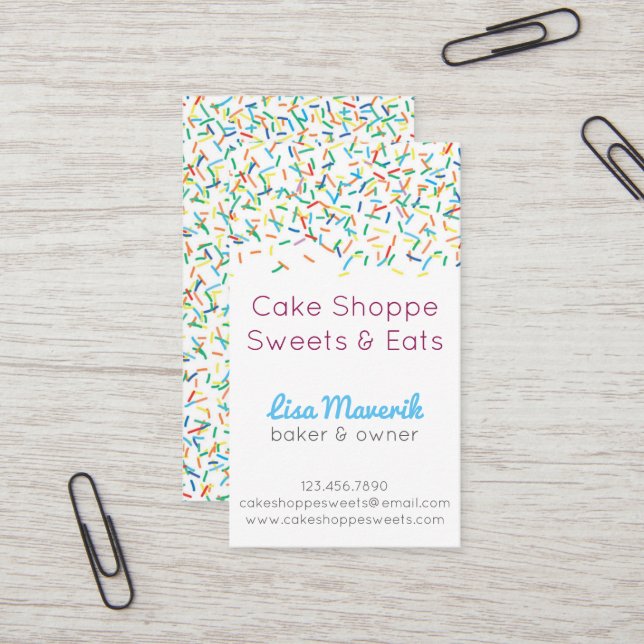 Sprinkle Dessert Bakery Treats Business Cards (Front/Back In Situ)