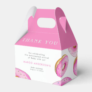Sprinkle Donuts Watercolor Pink Baby Shower Favor Box