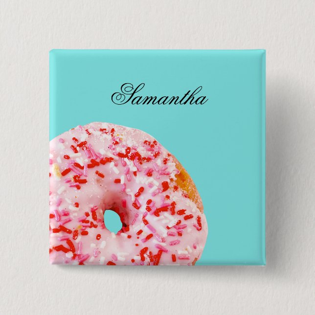 Sprinkle Doughnut 2 Inch Square Button (Front)