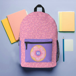 Sprinkle Doughnut Custom Monogram Printed Backpack