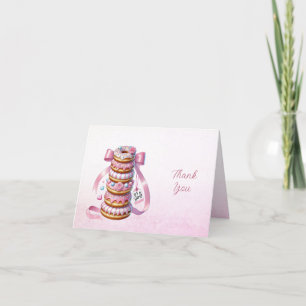 Sprinkle Doughnuts Pink Ribbon Thank You Card