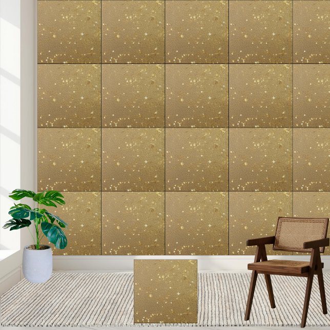 Sprinkle Gold Glitter Wall Fireplace Backdrop  Tile (Sprinkle Gold Glitter Wall Fireplace Backdrop Ceramic Tile)