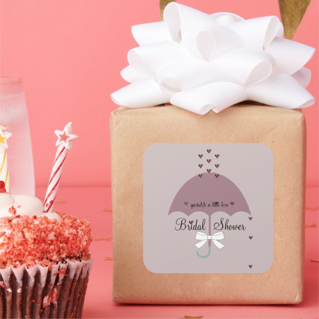 Sprinkle Love Purple Mauve & White Shower Party Square Sticker (Party)