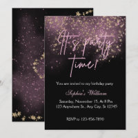 Sprinkle Pink Stars birthday invitation