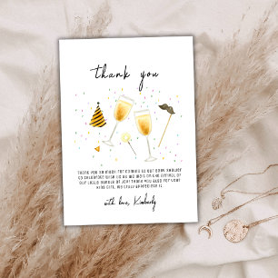 Sprinkle Sip and See Champagne Glass Baby Shower Thank You Card