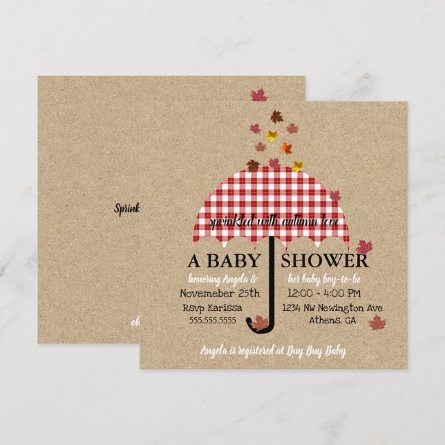 Sprinkle With Autumn Love Rustic Baby Shower Party Invitation (Front/Back)