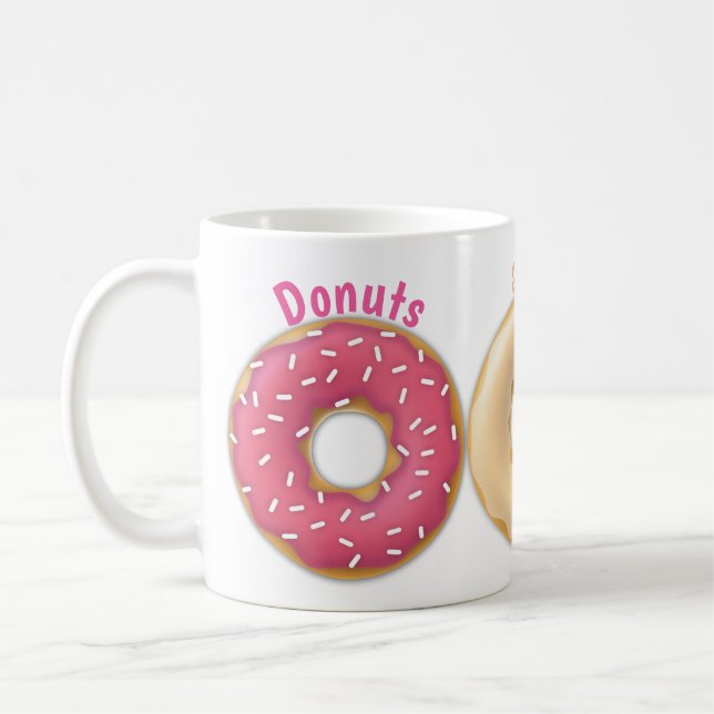 Sprinkled Donuts Pink, Chocolate, Maple, Vanilla Coffee Mug (Left)