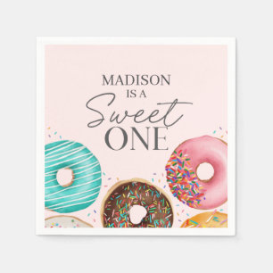Sprinkled Doughnut 1st Birthday Party Table Decor Napkin