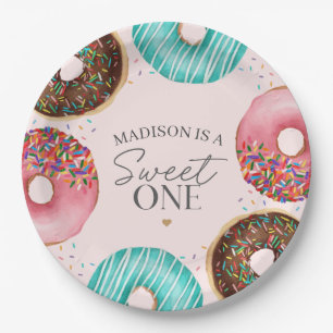 Sprinkled Doughnut 1st Birthday Party Table Decor Paper Plate