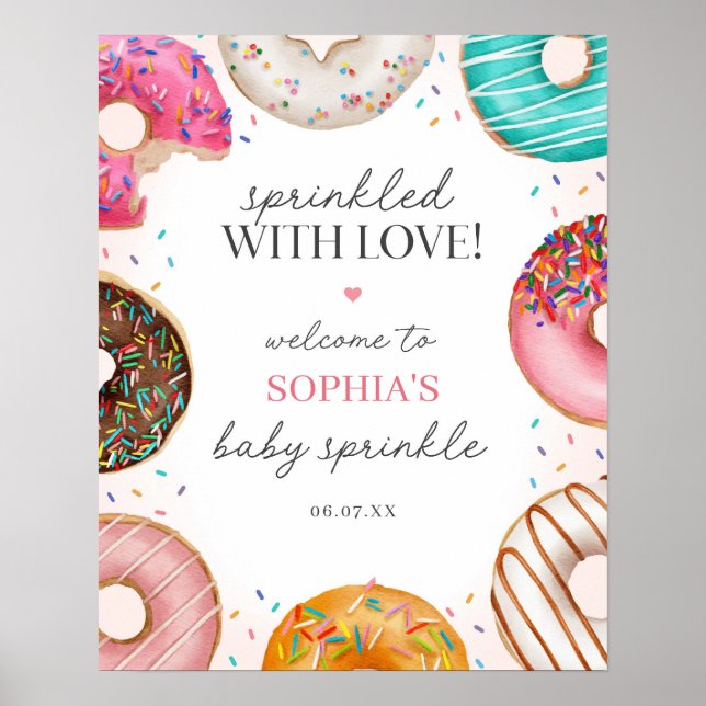 Sprinkled Doughnut Baby Shower Welcome Sign (Front)