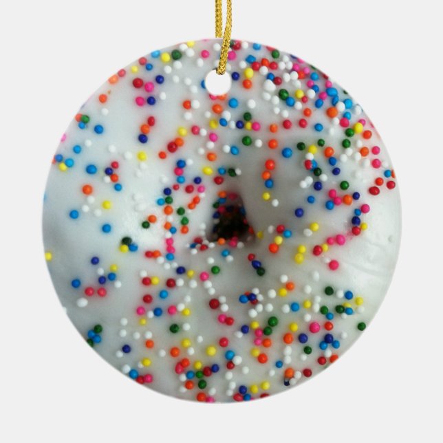 Sprinkled Doughnut Ceramic Ornament (Front)
