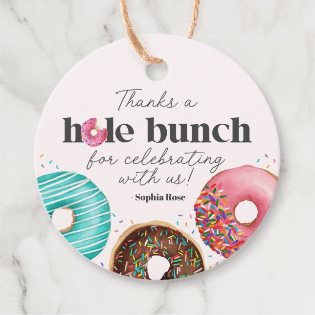 Sprinkled Doughnut Circle Favour Tag Party (Front)