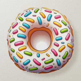 Sprinkled Doughnut Round Pillow – Fun and Realisti