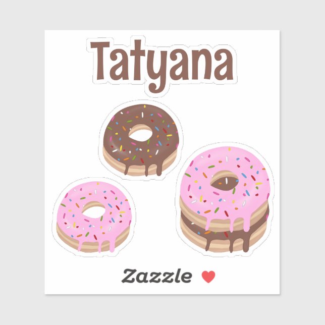 Sprinkled Doughnuts and Name Custom Vinyl Cut (Sheet)