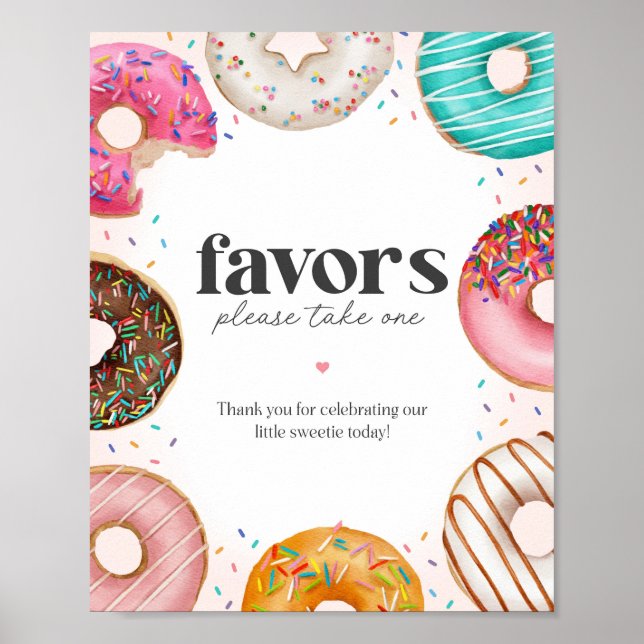 Sprinkled Doughnuts Birthday Baby Shower Favours S Poster (Front)