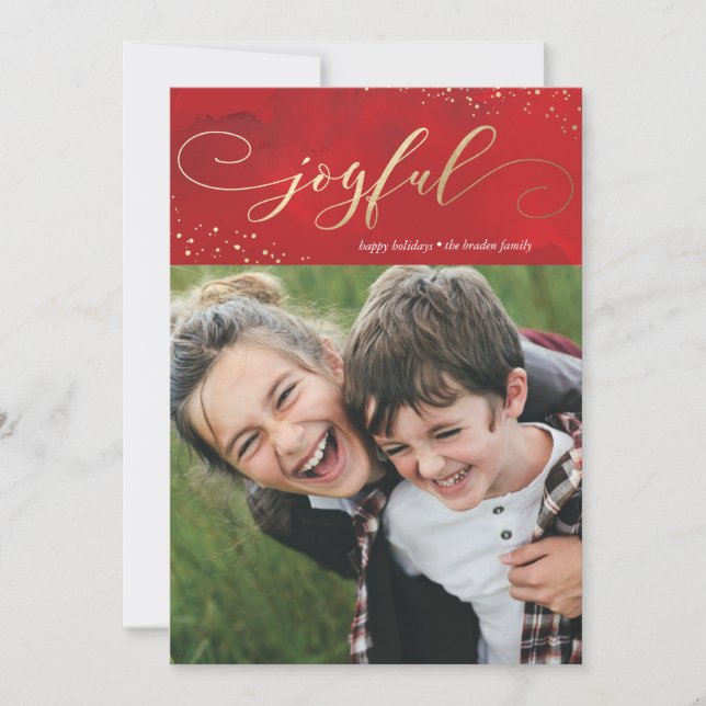Sprinkled Joy Faux Foil Christmas Holiday Card (Front)