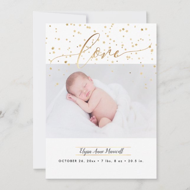 Sprinkled Stars, Birth Announcement+Thank You Invitation (Front)