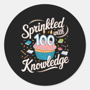 Sprinkled With 100 Days Of Knowledge Cupcake Schoo Classic Round Sticker