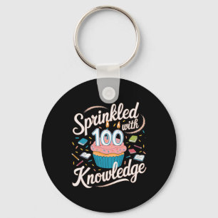 Sprinkled With 100 Days Of Knowledge Cupcake Schoo Keychain