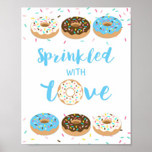 Sprinkled with Love Baby Shower Sign Blue Doughnut