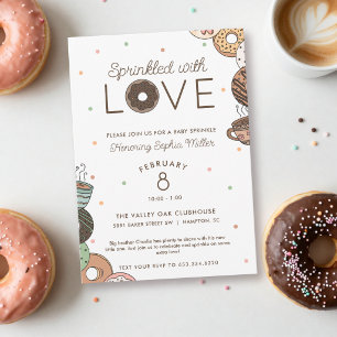 Sprinkled with Love Chocolate Doughnut Baby Sprink Invitation