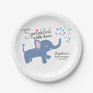 Sprinkled with Love Cute Elephant Baby Sprinkle Paper Plate