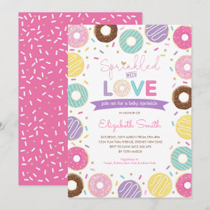 Sprinkled With Love   Donut Baby Shower Invitation
