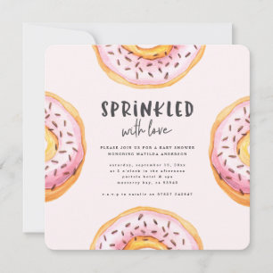 Sprinkled with love doughnut baby shower announcement
