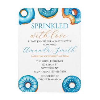 Sprinkled with Love Doughnut Baby Shower Invitatio Magnet