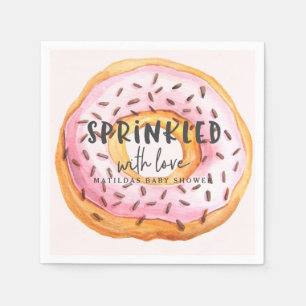 Sprinkled with love doughnut baby shower napkin
