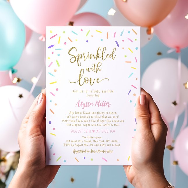Sprinkled with Love Rainbow Baby Sprinkle Invitation (Creator Uploaded)
