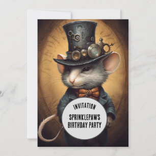 Sprinklepaws Steampunk Animal Custom name Invitation