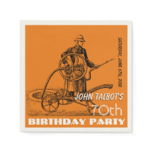 Sprinkler Fireman 70th Birthday Party Paper Napkin