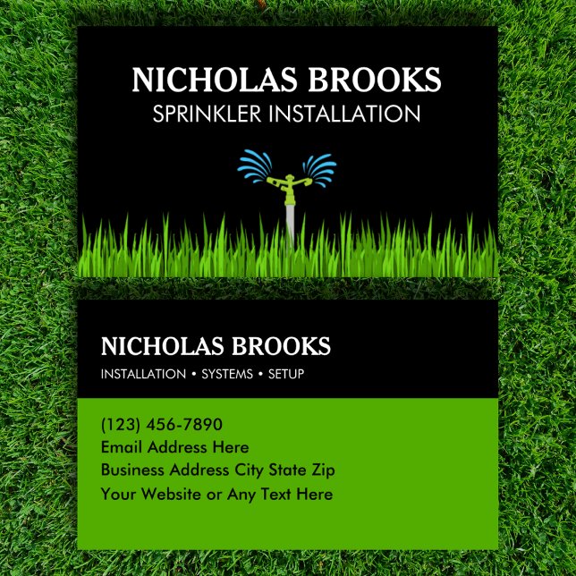 Sprinkler Installation Contractor Custom Business Card (Creator Uploaded)