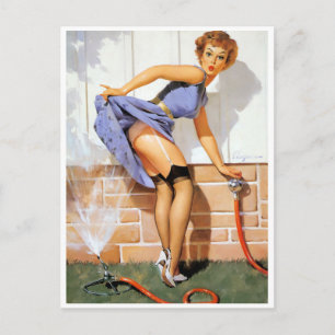 Sprinkler Pin Up Postcard