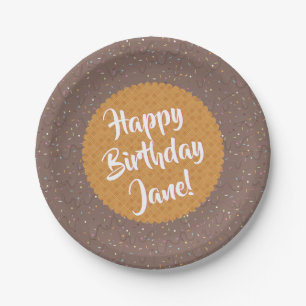 Sprinkles and Chocolate Ice Cream Birthday Paper Plate