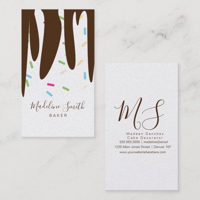 Sprinkles Bakery Ice Cream Frosting Dripping Business Card (Front/Back)