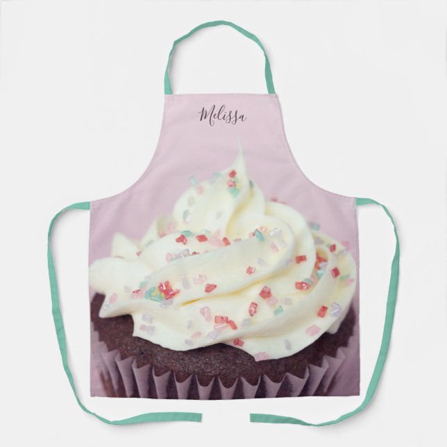 Sprinkles Cupcake Pink Personalized Apron (Front)
