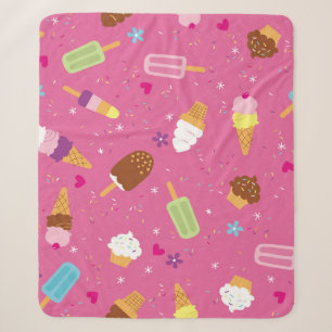 Sprinkles, cupcakes, ice cream, and popsicles scat sherpa blanket