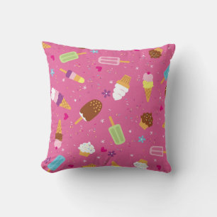 Sprinkles, cupcakes, ice cream, and popsicles scat throw pillow