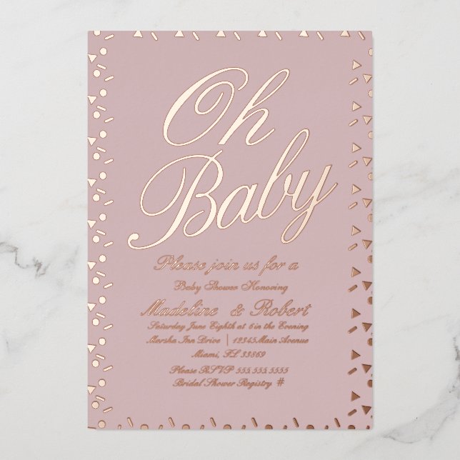 Sprinkles Dots Confetti Baby Shower Pink Pressed  (Front)