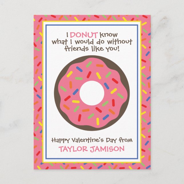 Sprinkles Doughnut Personalized Valentine's Cards (Front)