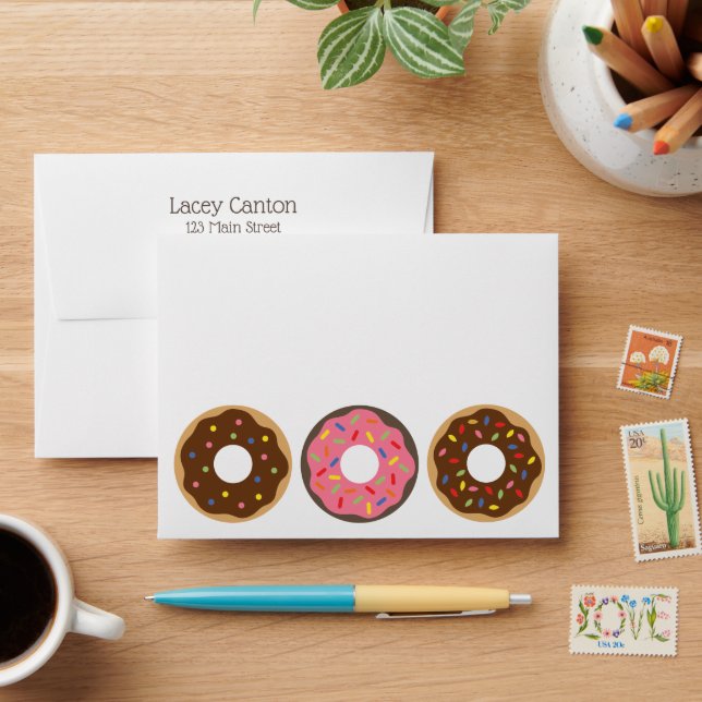Sprinkles Doughnuts Custom Personalized Envelopes (Desk)