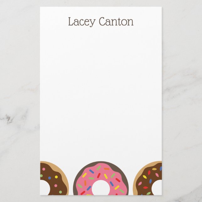 Sprinkles Doughnuts Custom Personalized Stationery (Front)