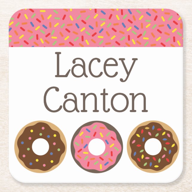 Sprinkles Doughnuts Personalized Paper Coasters (Front)