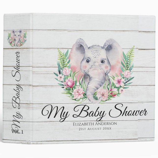 Sprinkles Elephant BABY SHOWER Album Planner Notes Binder (Front/Spine)