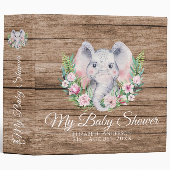 Sprinkles Elephant BABY SHOWER Album Planner Notes Binder (Front/Spine)