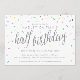 Sprinkles Half Birthday Invitation, Cute & Modern Invitation