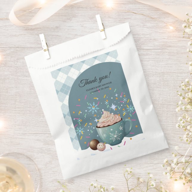 Sprinkles Hot Cocoa Winter Snowflakes Baby Shower Favour Bag (Clipped)
