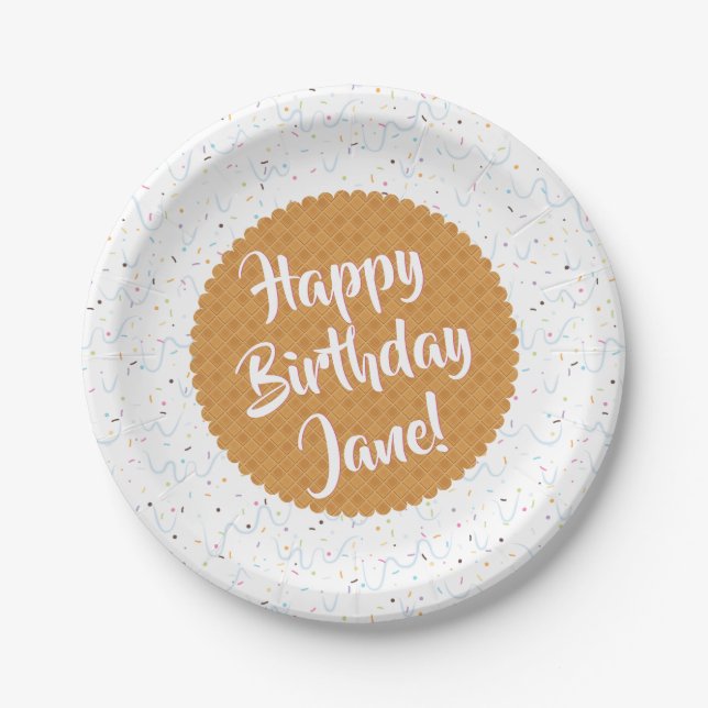 Sprinkles Ice Cream Birthday Paper Plate (Front)